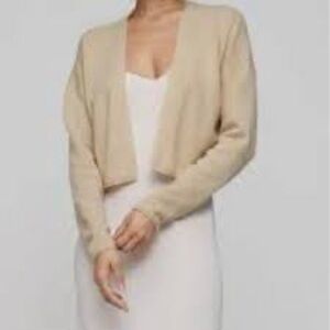 NakedCashmere Beige Open-Front Cropped Cardigan Size Medium EUC